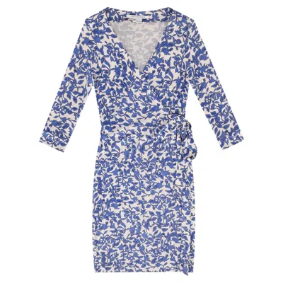 Pre-owned Diane Von Furstenberg Silk Floral Wrap Dress In Gray