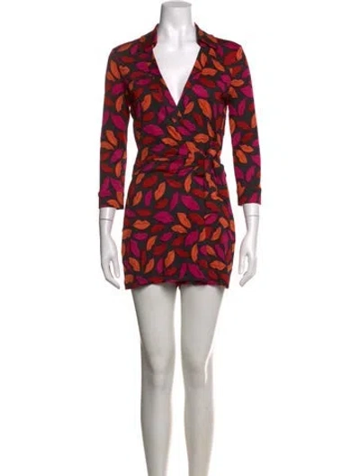 Pre-owned Diane Von Furstenberg Silk Graphic Print Jumpsuit In Black