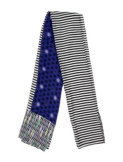 Pre-owned Diane Von Furstenberg Silk Graphic Print Scarf In Blue