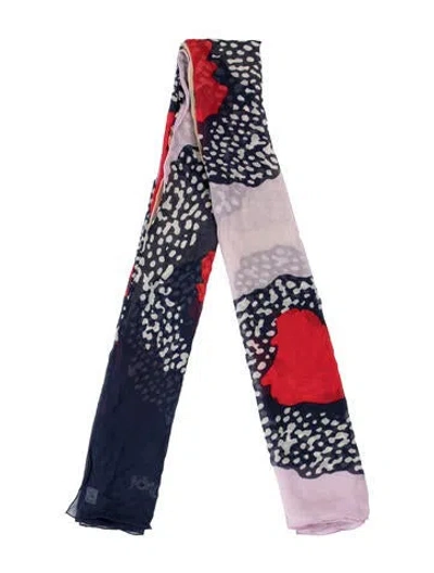Pre-owned Diane Von Furstenberg Silk Graphic Print Scarf In Blue