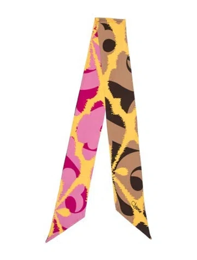 Pre-owned Diane Von Furstenberg Silk Graphic Print Scarf In Pink