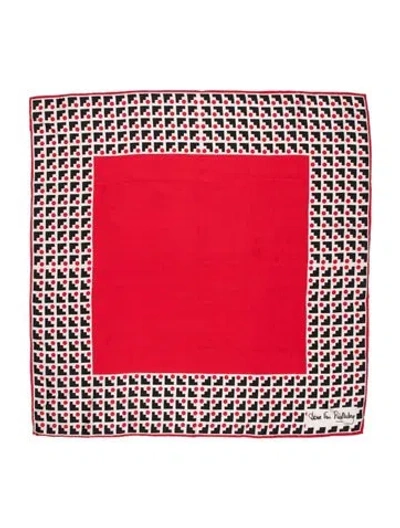 Pre-owned Diane Von Furstenberg Silk Graphic Print Scarf In Red