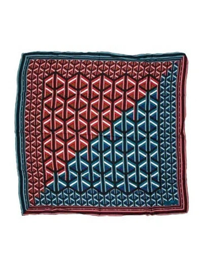 Pre-owned Diane Von Furstenberg Silk Graphic Print Scarf In Red