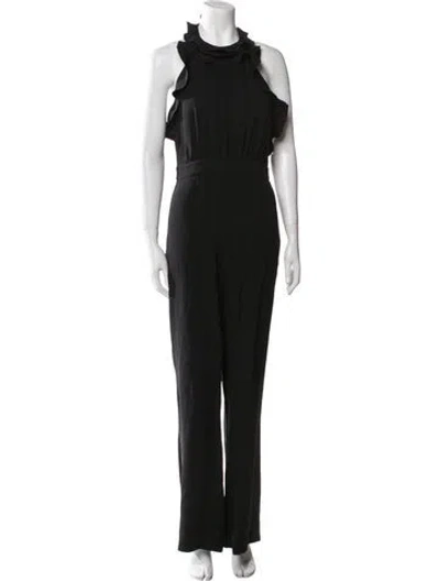Pre-owned Diane Von Furstenberg Silk Halterneck Jumpsuit In Black