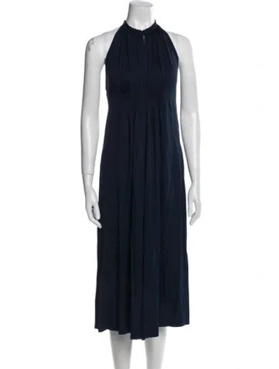 Pre-owned Diane Von Furstenberg Silk Halterneck Jumpsuit In Blue