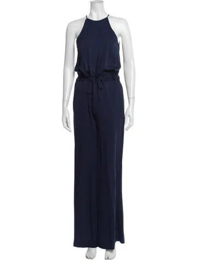 Pre-owned Diane Von Furstenberg Silk Halterneck Jumpsuit W/ Tags In Blue