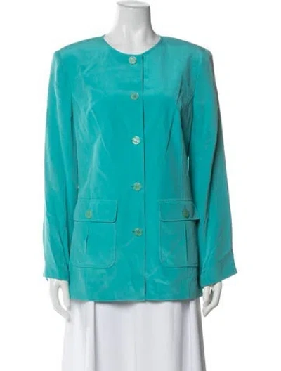 Pre-owned Diane Von Furstenberg Silk Jacket In Blue