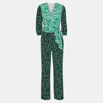 Pre-owned Diane Von Furstenberg Silk Jumpsuits 16 In Green