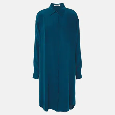 Pre-owned Diane Von Furstenberg Silk Knee Length Dress Xxs In Blue