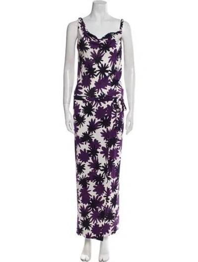 Pre-owned Diane Von Furstenberg Silk Long Dress In Purple