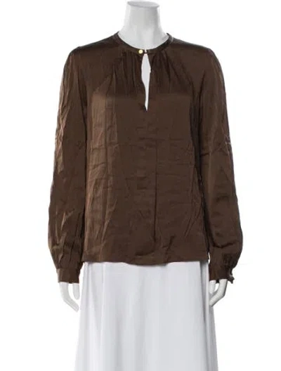Pre-owned Diane Von Furstenberg Silk Long Sleeve Blouse In Brown