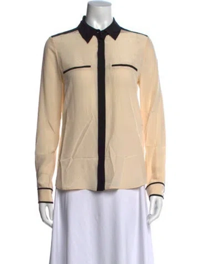 Pre-owned Diane Von Furstenberg Silk Long Sleeve Blouse In Neutrals