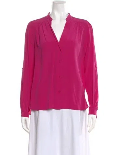 Pre-owned Diane Von Furstenberg Silk Long Sleeve Blouse In Purple