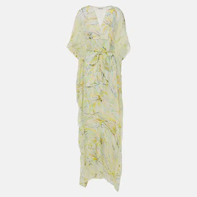 Pre-owned Diane Von Furstenberg Silk Maxi Dress M In Yellow