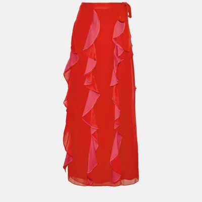 Pre-owned Diane Von Furstenberg Silk Maxi Skirts 6 In Red