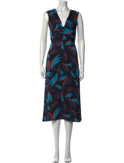 Pre-owned Diane Von Furstenberg Silk Midi Length Dress In Black