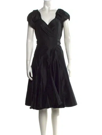 Pre-owned Diane Von Furstenberg Silk Midi Length Dress In Black