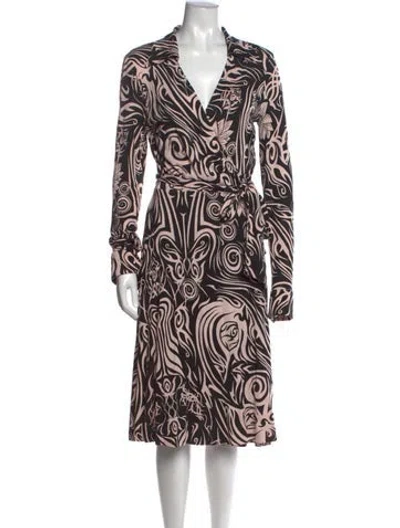 Pre-owned Diane Von Furstenberg Silk Midi Length Dress In Black