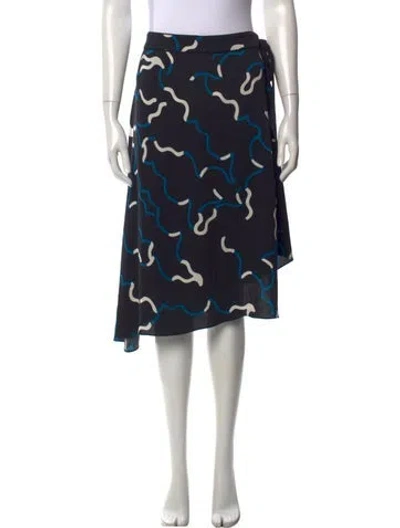Pre-owned Diane Von Furstenberg Silk Midi Length Skirt In Black