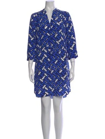 Pre-owned Diane Von Furstenberg Silk Mini Dress In Blue