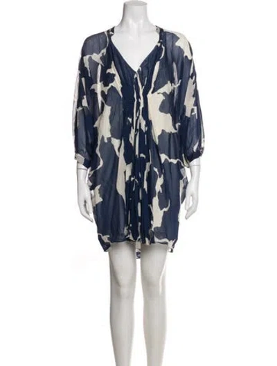 Pre-owned Diane Von Furstenberg Silk Mini Dress In Blue