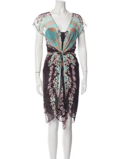 Pre-owned Diane Von Furstenberg Silk Mini Dress In Blue/brown