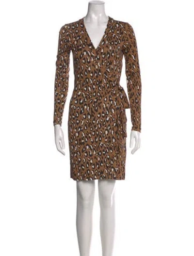 Pre-owned Diane Von Furstenberg Silk Mini Dress In Brown