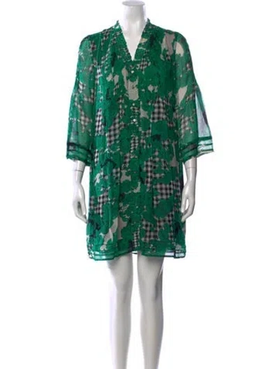Pre-owned Diane Von Furstenberg Silk Mini Dress In Green