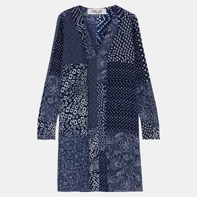 Pre-owned Diane Von Furstenberg Silk Mini Dress L In Blue