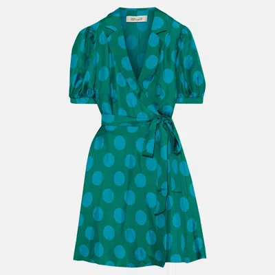Pre-owned Diane Von Furstenberg Silk Mini Dress S In Blue