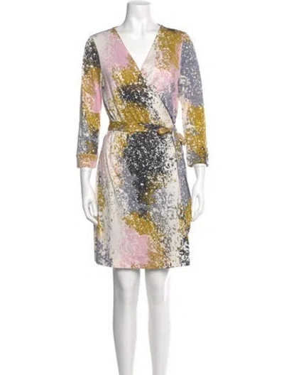 Pre-owned Diane Von Furstenberg Silk Mini Dress In White
