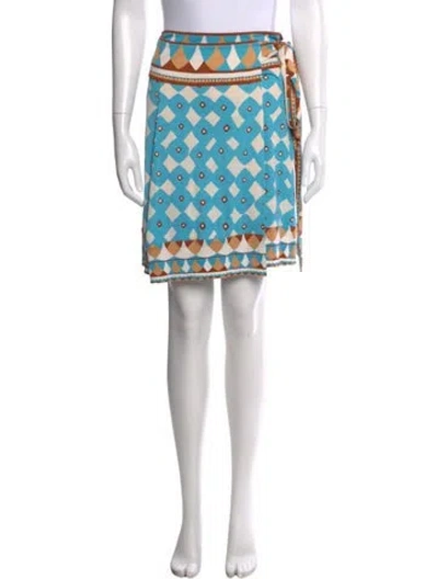 Pre-owned Diane Von Furstenberg Silk Mini Skirt W/ Tags In Blue