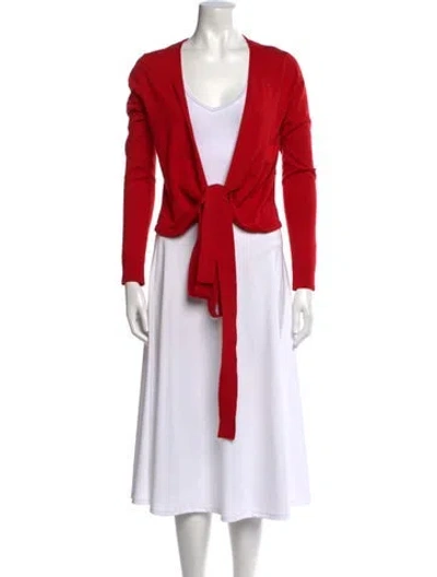 Pre-owned Diane Von Furstenberg Silk Open Front Sweater In Red