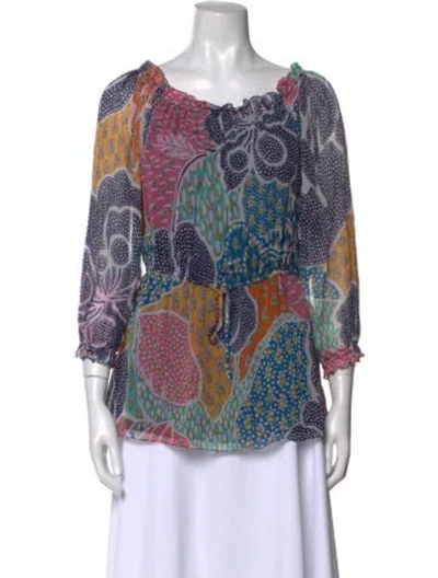 Pre-owned Diane Von Furstenberg Silk Paisley Print Blouse In Pink