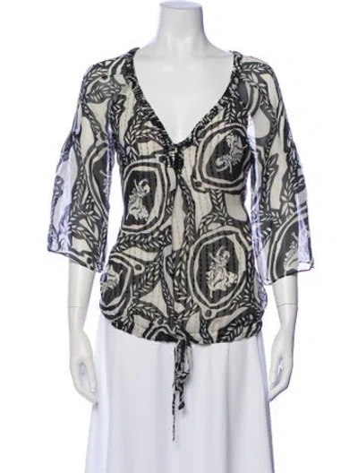 Pre-owned Diane Von Furstenberg Silk Paisley Print Tunic In Black