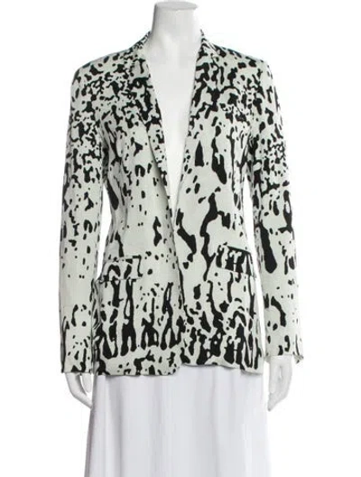 Pre-owned Diane Von Furstenberg Silk Patterned Blazer In Green