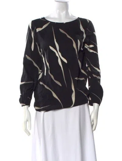 Pre-owned Diane Von Furstenberg Silk Patterned Blouse In Black