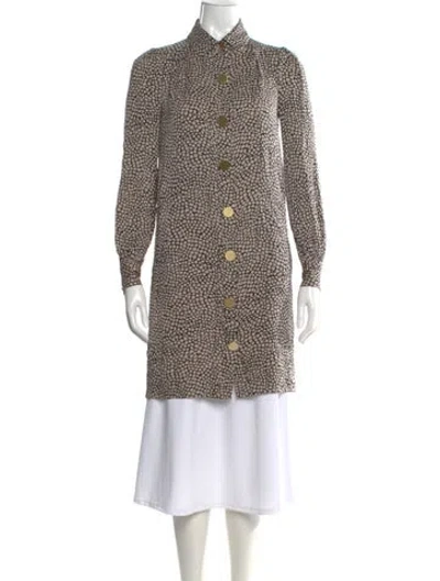 Pre-owned Diane Von Furstenberg Silk Patterned Button-up Top In Neutral