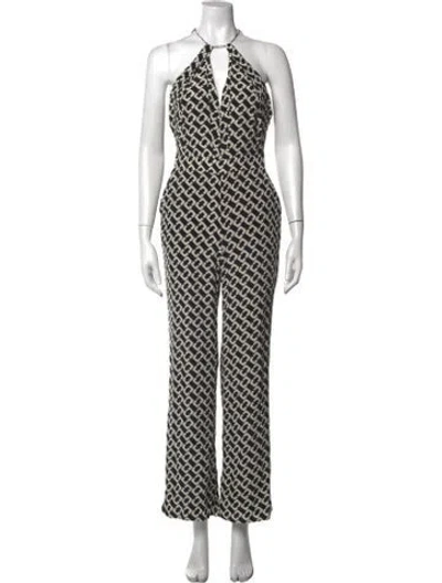 Pre-owned Diane Von Furstenberg Silk Patterned Jumpsuit