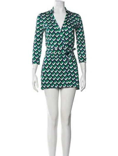Pre-owned Diane Von Furstenberg Silk Patterned Jumpsuit In Multi