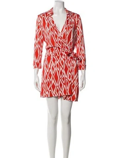 Pre-owned Diane Von Furstenberg Silk Patterned Jumpsuit In Orange