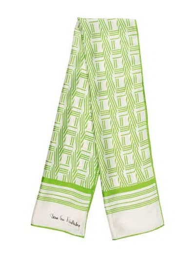 Pre-owned Diane Von Furstenberg Silk Patterned Scarf In Green