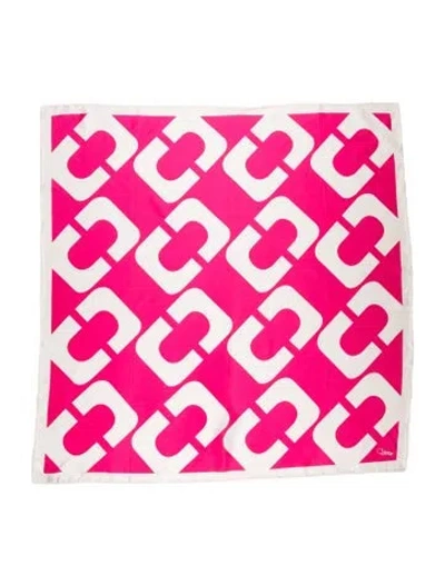 Pre-owned Diane Von Furstenberg Silk Patterned Scarf In Pink