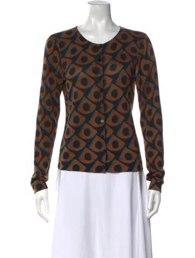 Pre-owned Diane Von Furstenberg Silk Patterned Sweater In Black