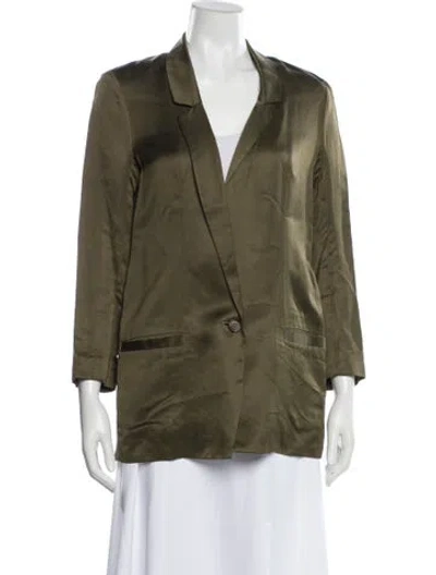 Pre-owned Diane Von Furstenberg Silk Peacoat In Green