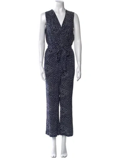 Pre-owned Diane Von Furstenberg Silk Polka Dot Print Jumpsuit In Multi