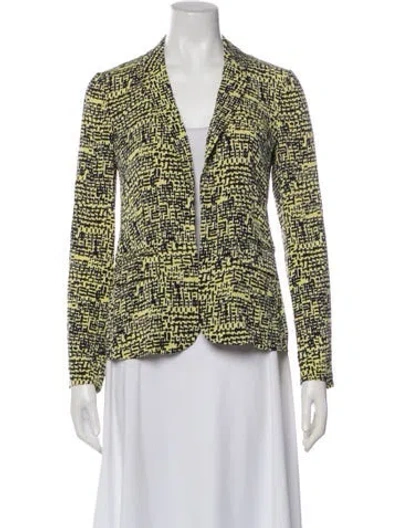 Pre-owned Diane Von Furstenberg Silk Printed Blazer In Yellow