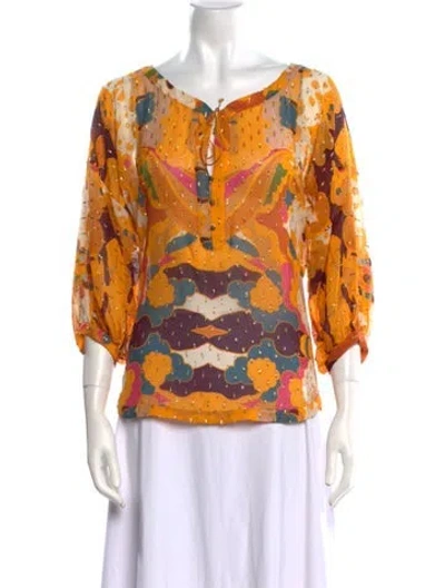 Pre-owned Diane Von Furstenberg Silk Printed Blouse