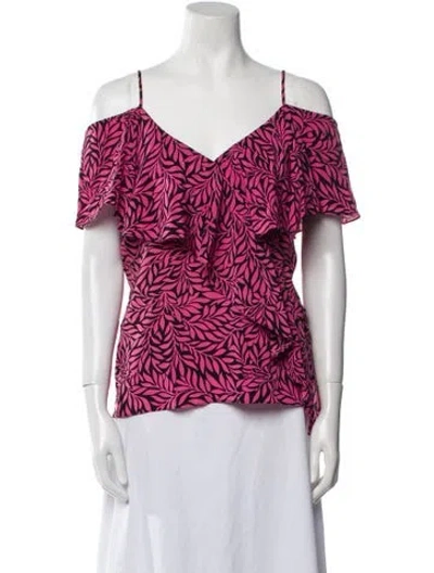 Pre-owned Diane Von Furstenberg Silk Printed Blouse In Black