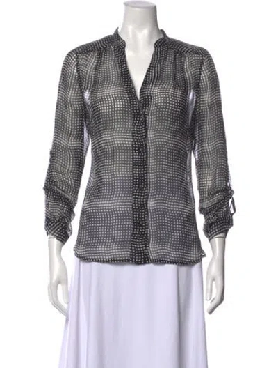 Pre-owned Diane Von Furstenberg Silk Printed Blouse In Black